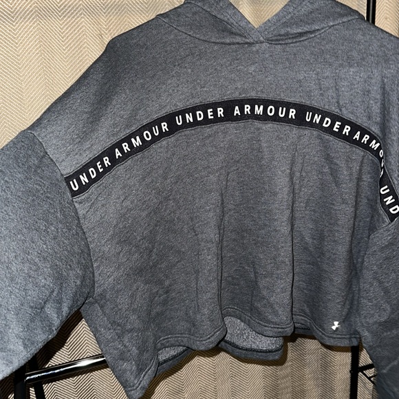 Womens under armour oversized tapered hoodie front cross logo size medium gray - Picture 2 of 5